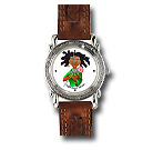 Lollipop! Watch (brown leather band, carved face) $45.00